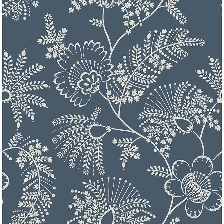 Maeve Dark Blue Jacobean Trail Wallpaper wallpaper by York Wallcoverings