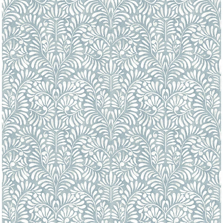 Elma Sky Blue Fiddlehead Wallpaper wallpaper by York Wallcoverings