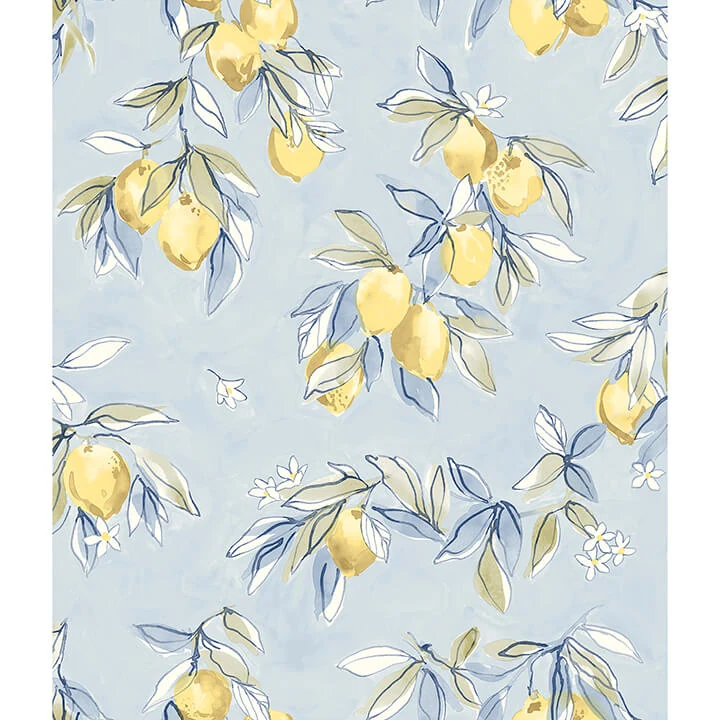 Lemonade Light Blue Citrus Wallpaper wallpaper by York Wallcoverings