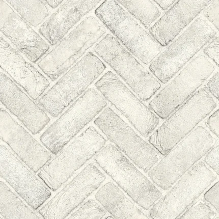 Canelle White Brick Herringbone Wallpaper wallpaper by York Wallcoverings
