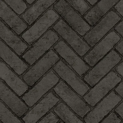 Canelle Black Brick Herringbone Wallpaper wallpaper by York Wallcoverings