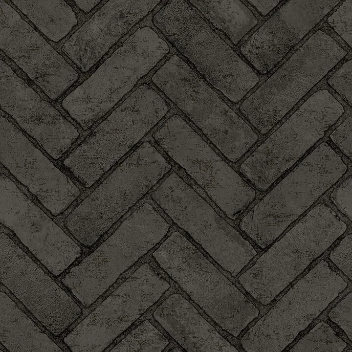 Canelle Black Brick Herringbone Wallpaper wallpaper by York Wallcoverings