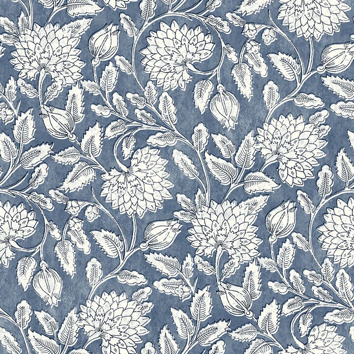 Vadouvan Navy Jacobean Trail Wallpaper wallpaper by York Wallcoverings