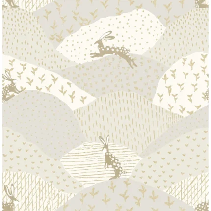 Peter Light Grey Rabbit Fields Wallpaper wallpaper by York Wallcoverings