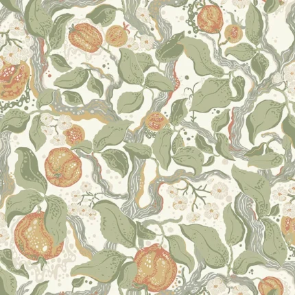 Kort Green Fruit And Floral Wallpaper wallpaper by York Wallcoverings
