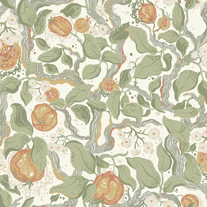 Kort Green Fruit And Floral Wallpaper wallpaper by York Wallcoverings