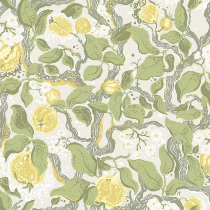 Kort Yellow Fruit And Floral Wallpaper wallpaper by York Wallcoverings