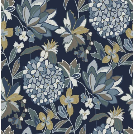 Valdivian Indigo Floral Wallpaper wallpaper by York Wallcoverings