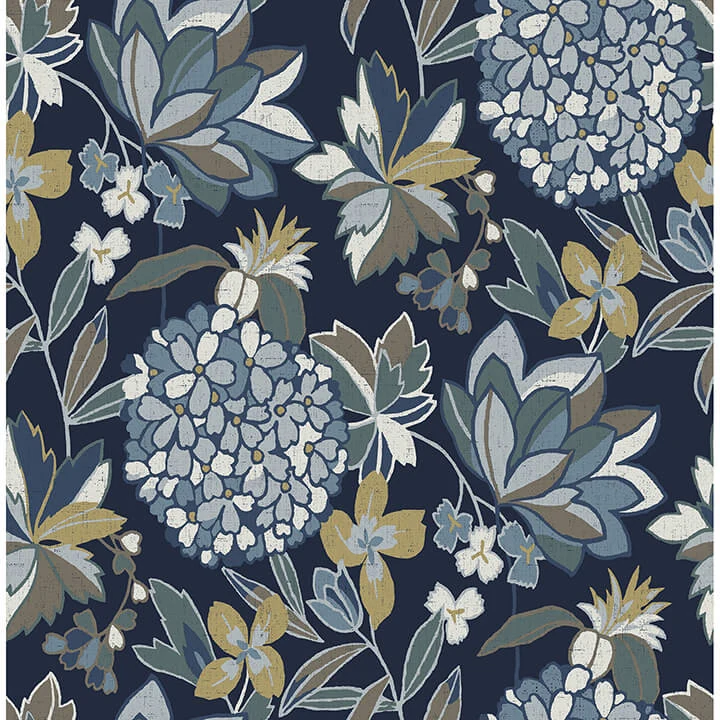 Valdivian Indigo Floral Wallpaper wallpaper by York Wallcoverings