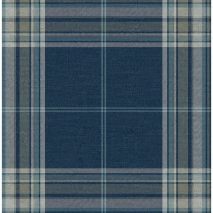 Westley Navy Plaid Wallpaper wallpaper by York Wallcoverings