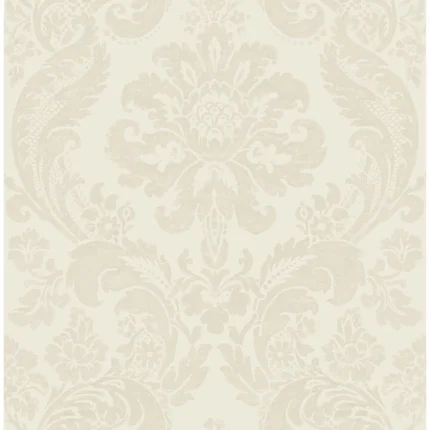 Shadow Cream Flocked Damask Wallpaper wallpaper by York Wallcoverings