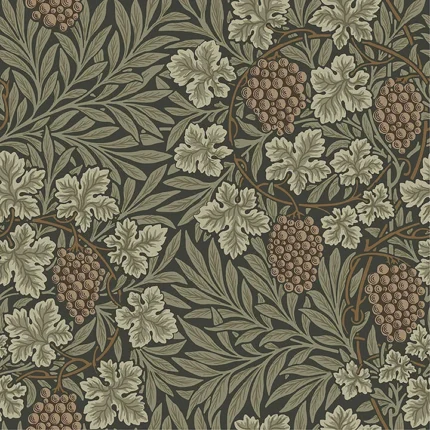 Vine Dark Green Woodland Fruits Wallpaper wallpaper by York Wallcoverings