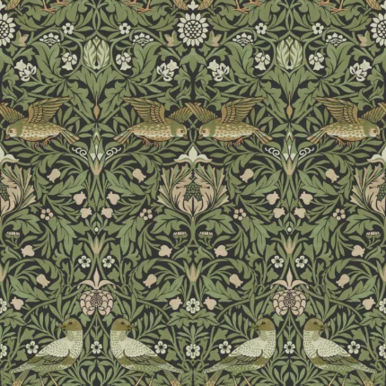 Bird Green Floral Thicket Wallpaper wallpaper by York Wallcoverings