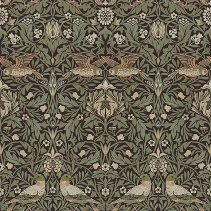 Bird Brown Floral Thicket Wallpaper wallpaper by York Wallcoverings