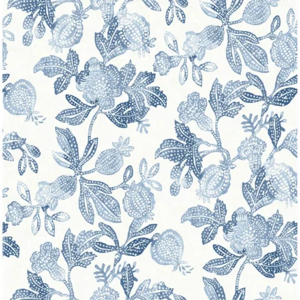 Beach Rose Blue Floral Fruits Wallpaper wallpaper by York Wallcoverings