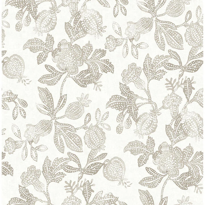 Beach Rose Neutral Floral Fruits Wallpaper - York Wallpaper Image 1 Beach Rose Neutral Floral Fruits Wallpaper wallpaper by York Wallcoverings