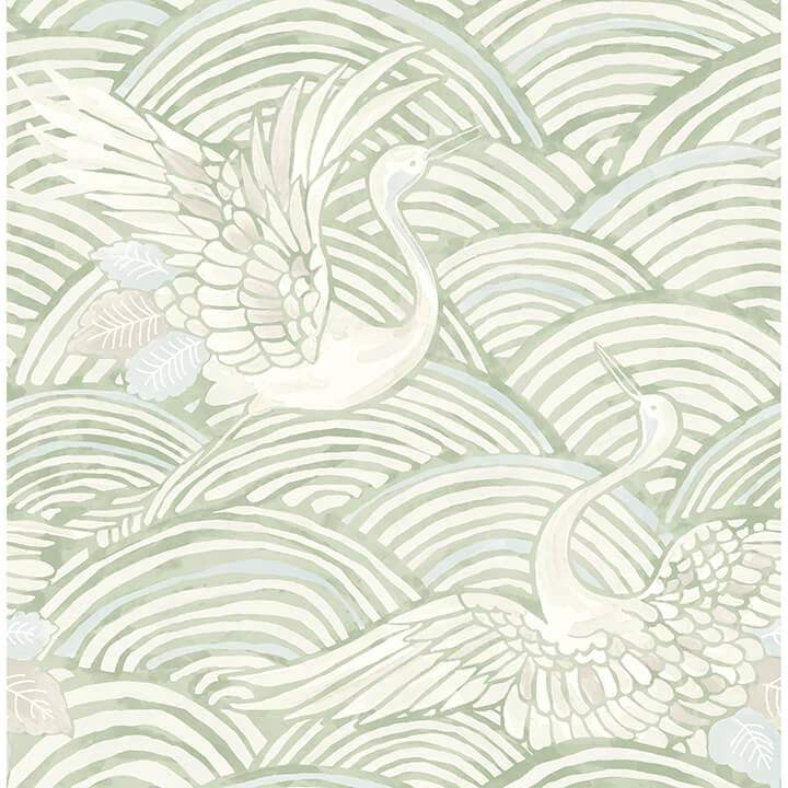 Egret Sage Tidal Dance Wallpaper wallpaper by York Wallcoverings
