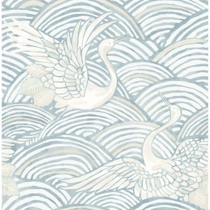 Egret Sky Blue Tidal Dance Wallpaper wallpaper by York Wallcoverings