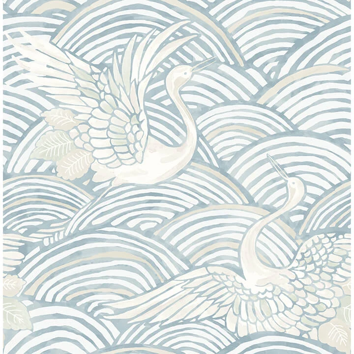 Egret Sky Blue Tidal Dance Wallpaper wallpaper by York Wallcoverings