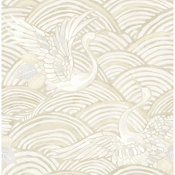 Egret Neutral Tidal Dance Wallpaper wallpaper by York Wallcoverings