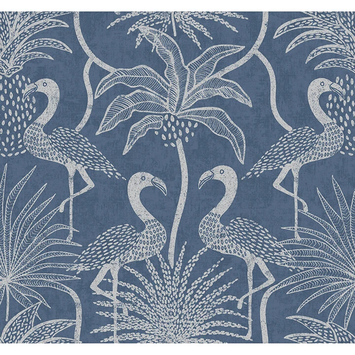 Biscayne Navy Flamingo Beach Wallpaper wallpaper by York Wallcoverings