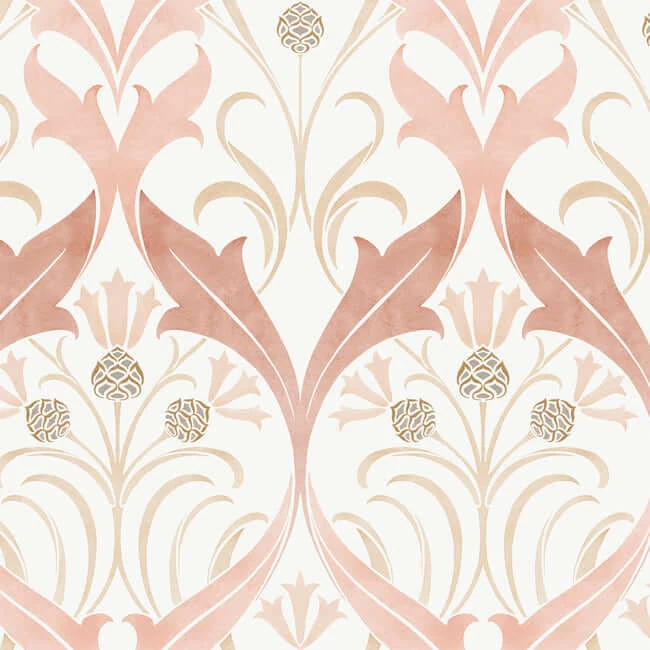 Pinecone Ribbon Wallpaper Blush wallpaper by York Wallcoverings