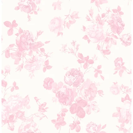 Everblooming Rosettes Pink Cabbage Rose Bouquets Wallpaper wallpaper by York Wallcoverings