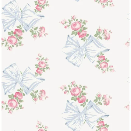 Rosa Beaux Light Blue Large Bow Spot Wallpaper wallpaper by York Wallcoverings