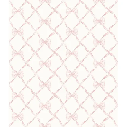 Baby Bow Light Pink Ribbon Trellis Wallpaper wallpaper by York Wallcoverings