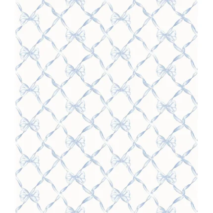 Baby Bow Light Blue Ribbon Trellis Wallpaper wallpaper by York Wallcoverings