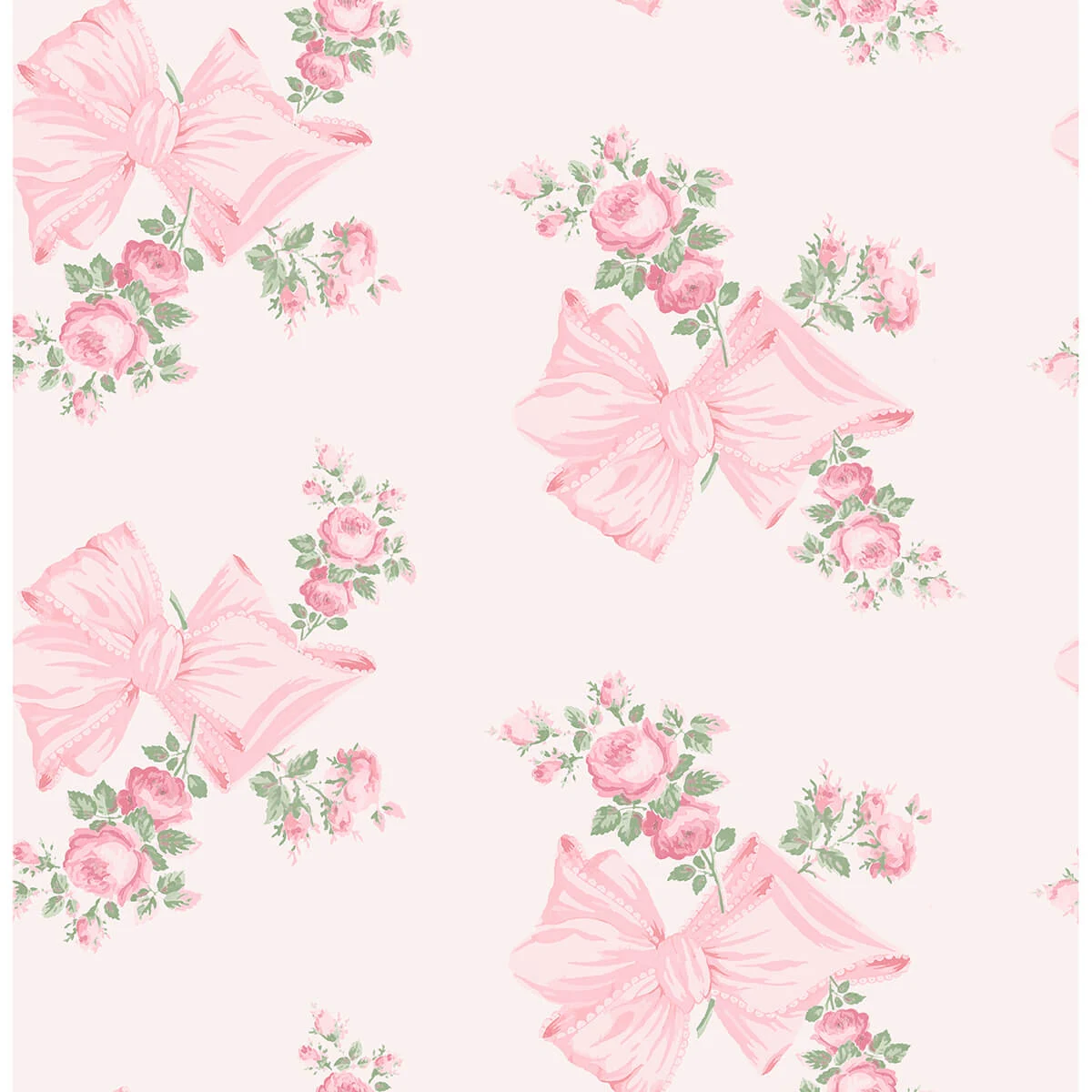 Rosa Beaux Pink Large Bow Spot Wallpaper wallpaper by York Wallcoverings