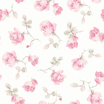 Ribbon Rosa Chateau Rose Loose Roses Wallpaper wallpaper by York Wallcoverings