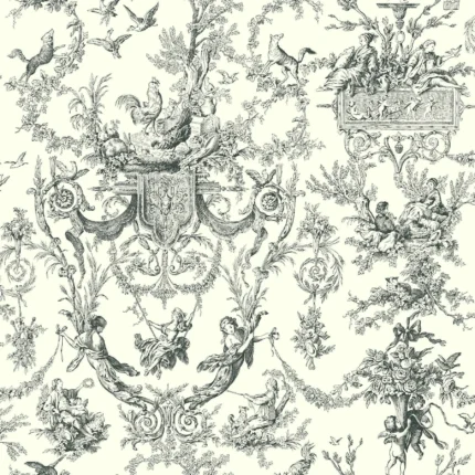 Old World Toile Wallpaper Blackwhite wallpaper by York Wallcoverings