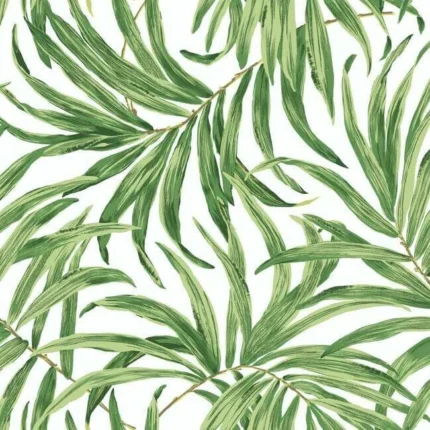 Bali Leaves Wallpaper Whitegreen wallpaper by York Wallcoverings