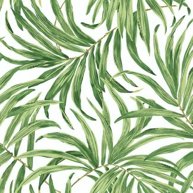 Bali Leaves Wallpaper Whitegreen wallpaper by York Wallcoverings
