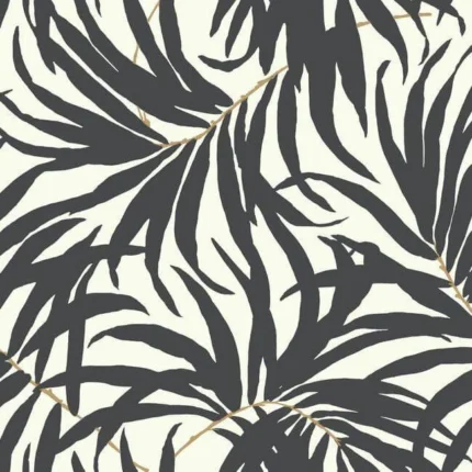Bali Leaves Wallpaper Blackgold wallpaper by York Wallcoverings
