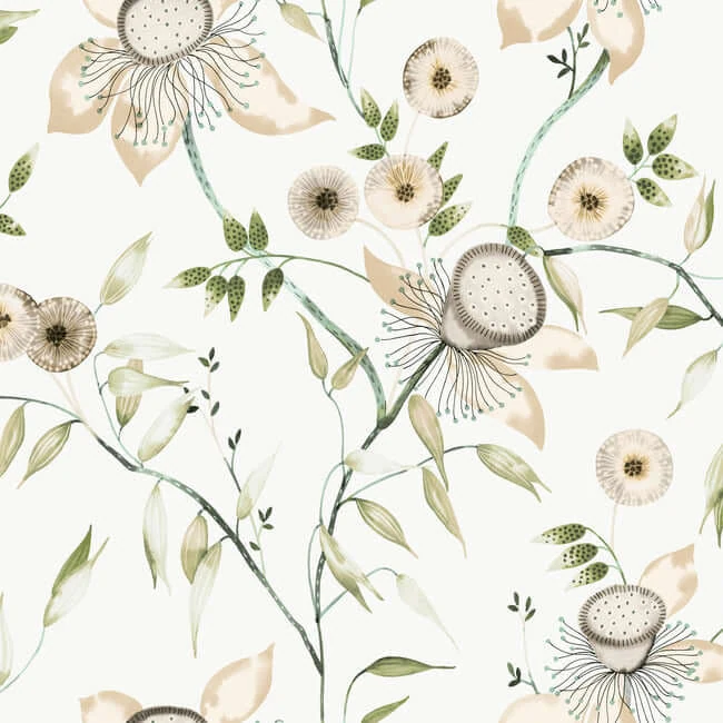 Dream Blossom Wallpaper Whitegreen wallpaper by York Wallcoverings