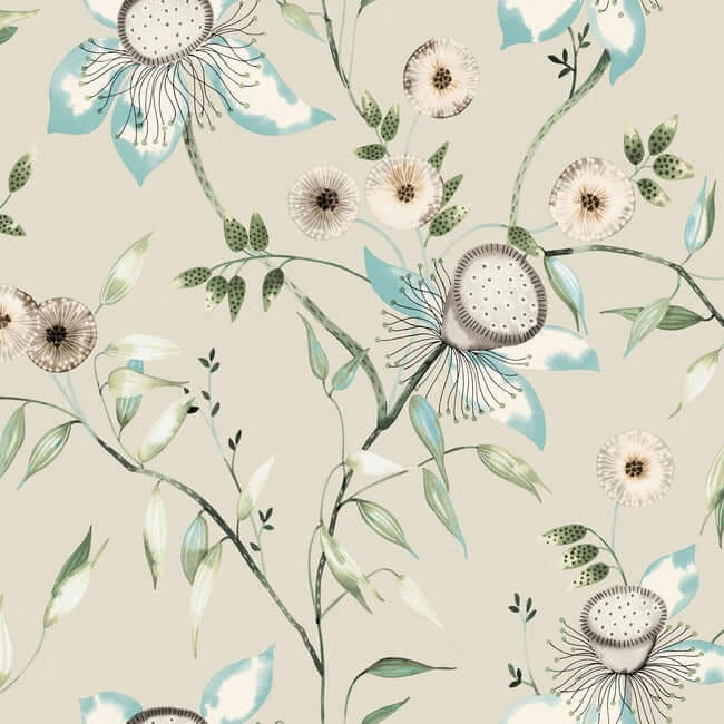 Dream Blossom Wallpaper Taupeaqua wallpaper by York Wallcoverings