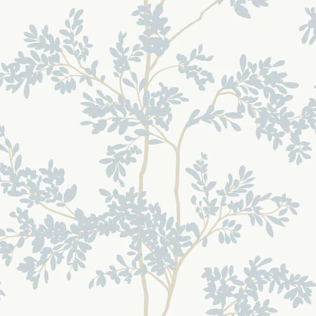 Lunaria Silhouette Wallpaper Whitecloud Blue wallpaper by York Wallcoverings