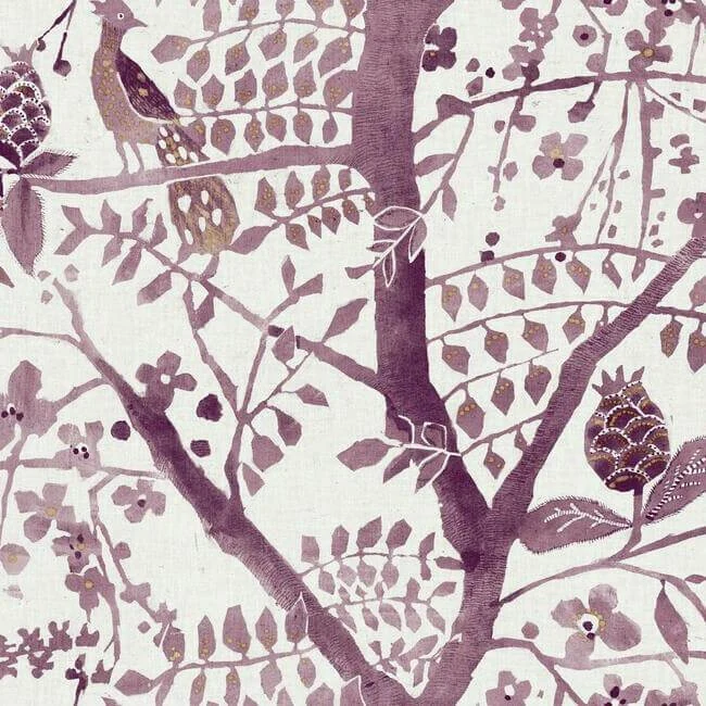 Peacock Block Print Wallpaper Berry wallpaper by York Wallcoverings