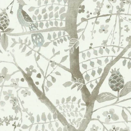 Peacock Block Print Wallpaper Linen wallpaper by York Wallcoverings