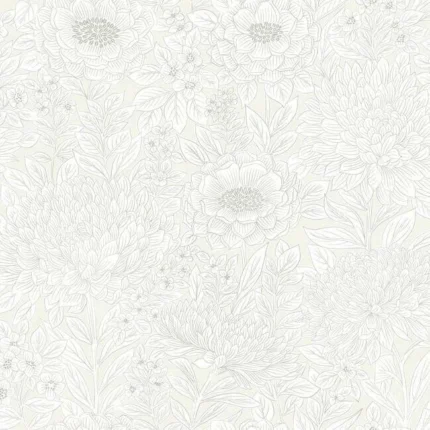 Wood Block Blooms Wallpaper Creamglint wallpaper by York Wallcoverings