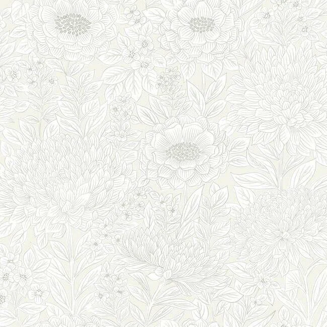Wood Block Blooms Wallpaper Creamglint wallpaper by York Wallcoverings