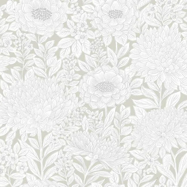 Wood Block Blooms Wallpaper Taupesilver wallpaper by York Wallcoverings