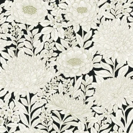 Wood Block Blooms Wallpaper Blackgold wallpaper by York Wallcoverings