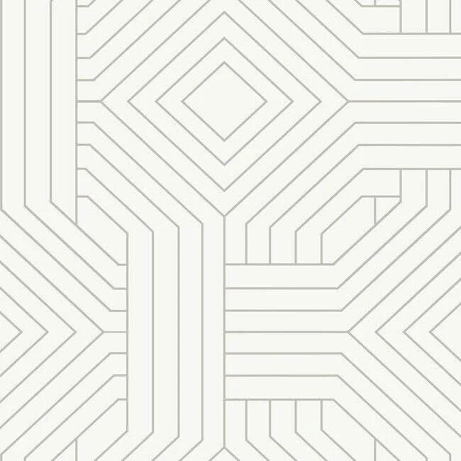 Diverging Diamonds Wallpaper Fantasy White wallpaper by York Wallcoverings