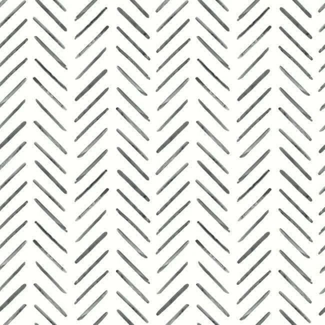 Painted Herringbone Wallpaper Black wallpaper by York Wallcoverings