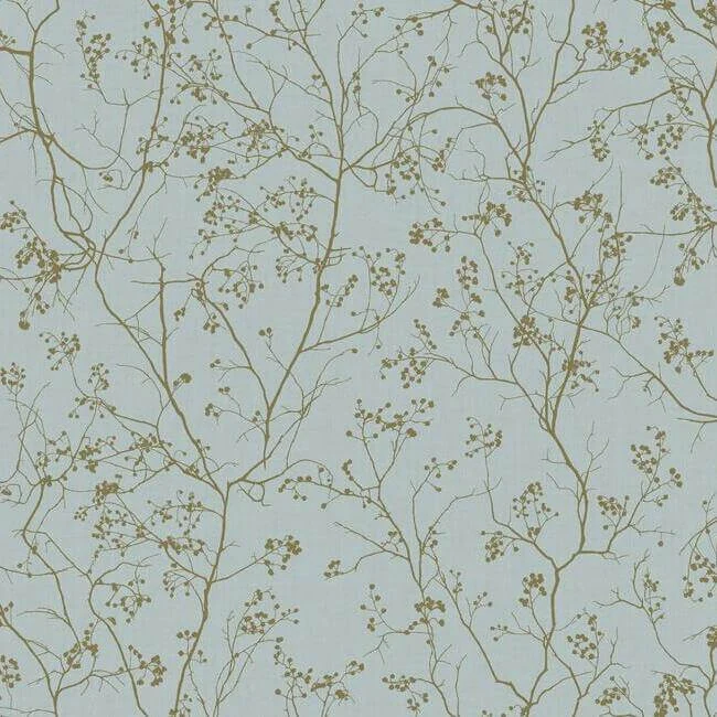 Luminous Branches Wallpaper Smokey Bluegold wallpaper by York Wallcoverings