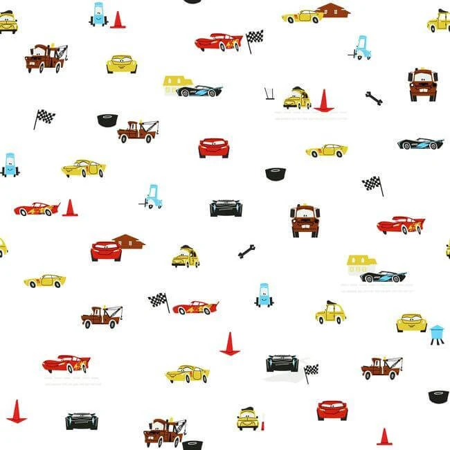 Disney And Pixar Cars Racing Spot Wallpaper White wallpaper by York Wallcoverings