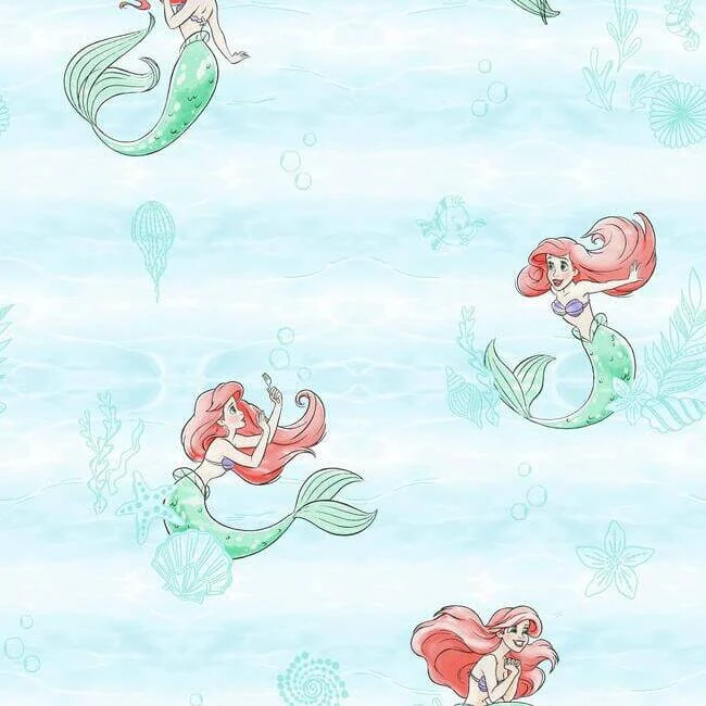Disney The Little Mermaid Swim Wallpaper Teal With Ariel wallpaper by York Wallcoverings